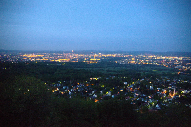 Blick vom Bismarckturm bei Nacht
